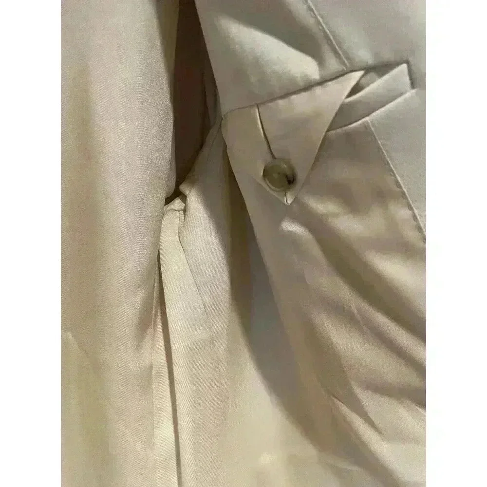 New Vince Crepe Cream Winter White Double-Breasted Oversized Blazer Size 12 - Picture 8 of 13